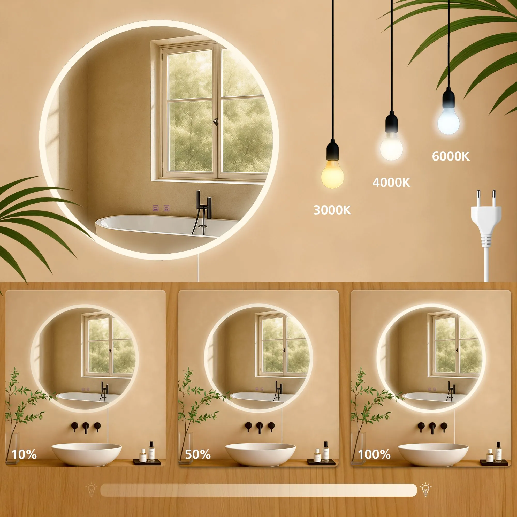 Badspiegel Laconia LED 70x70 cm klarglas