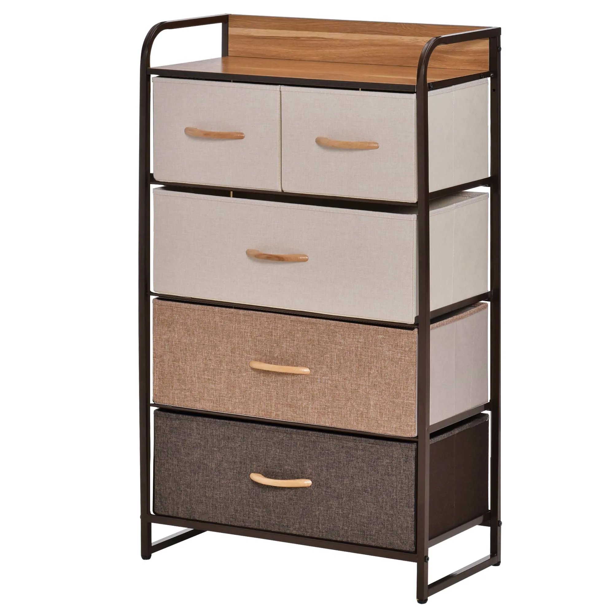 Kommode mit 5 faltbaren Stoffschubladen, Ablage, stabiler Stahlrahmen, 58 x 29 x 99 cm Kommode mit 5 faltbaren Stoffschubladen, Ablage, stabiler Stahlrahmen, 58 x 29 x 99 cm