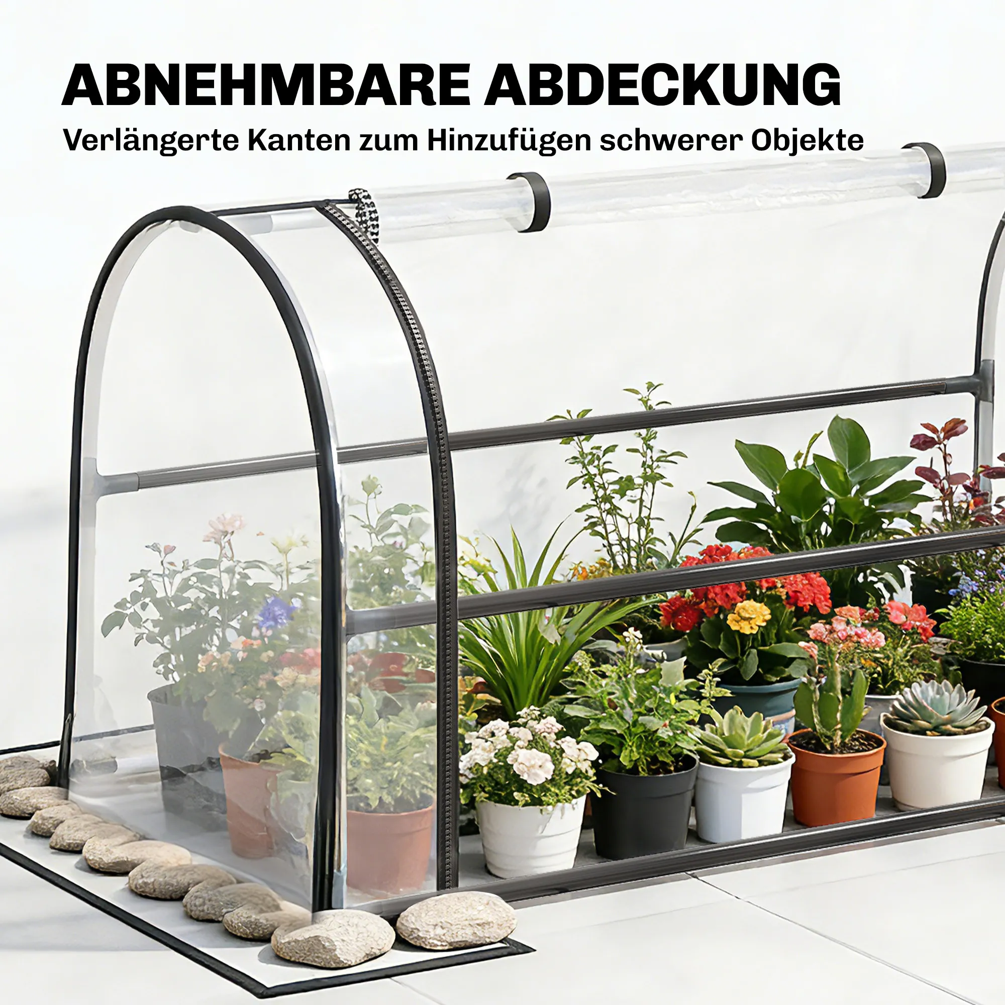 Hochbeet mit Abdeckung 100L x 49B x 136H cm Schwarz