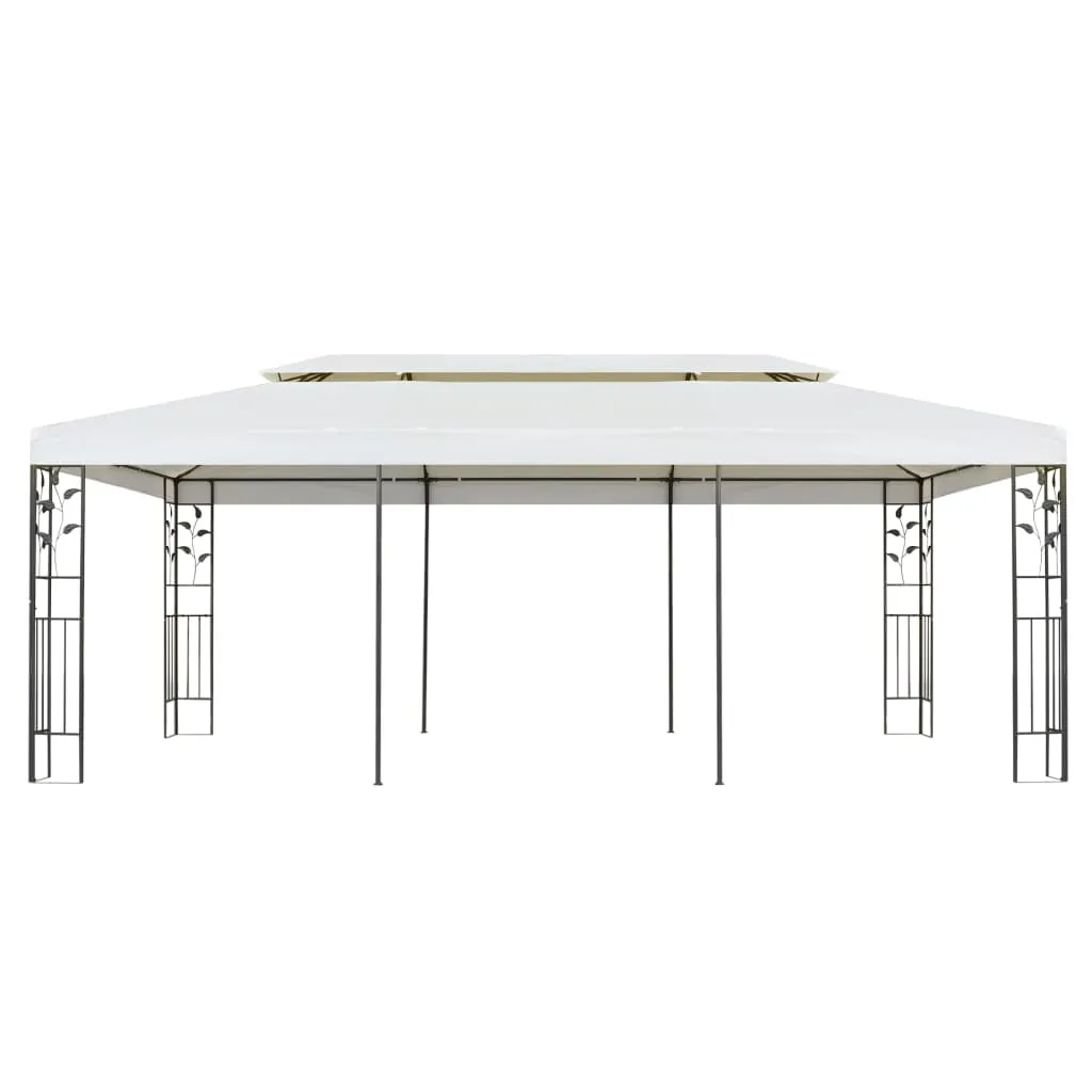 Eleganter Pavillon 6 x 3 m in Weiß mit robustem Stahlrahmen