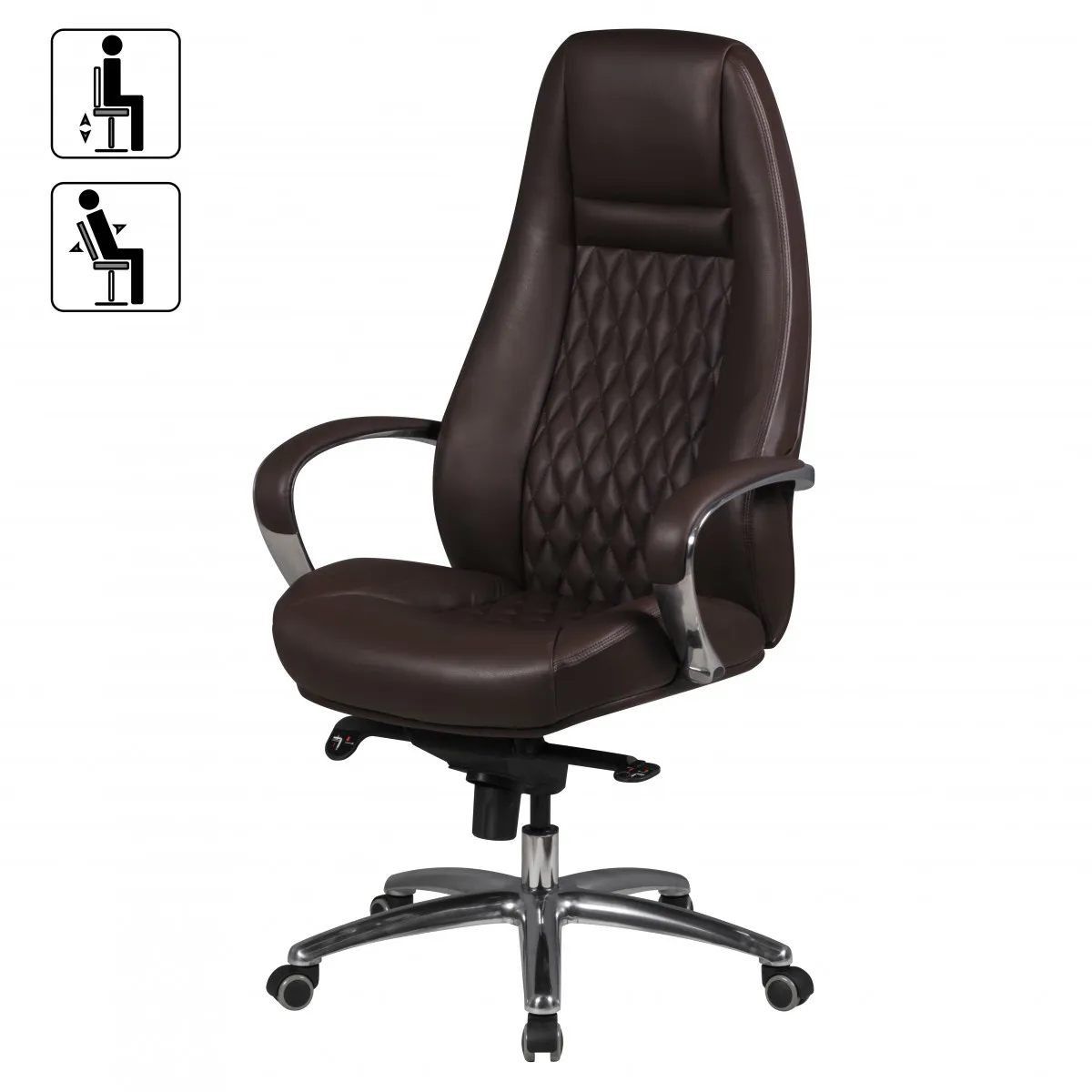 Amstyle Bürostuhl AUSTIN Echt-Leder Braun Schreibtischstuhl 120 KG Chefsessel hohe Rückenlehne mit Kopfstütze X-XL