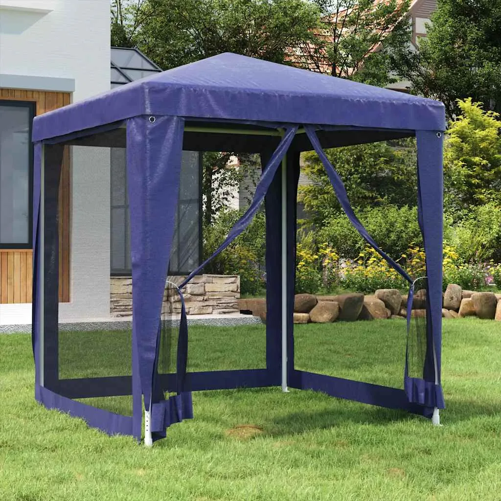 Blaues Partyzelt 200x200x240 cm mit robustem Eisenrahmen und Mesh-Seitenwänden