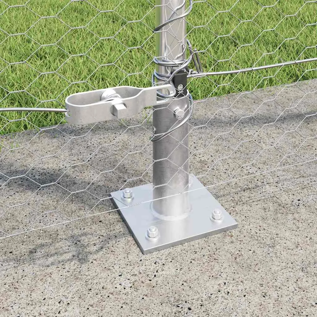 Outdoor-Hexagon-Zaun mit Betonbasis 100 x 1,5 m Silber Netz