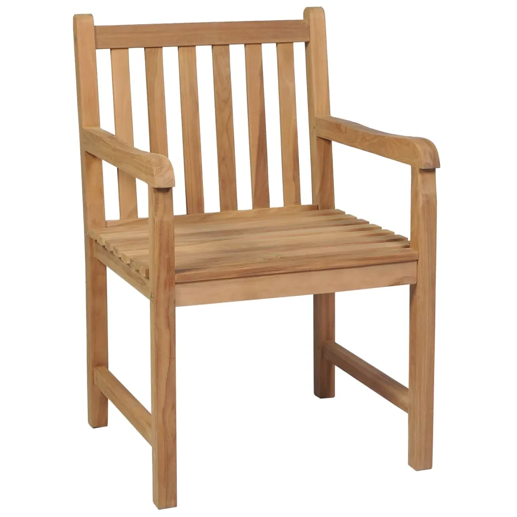 Gartenstühle 2 Stk. Rote Karomuster-Kissen Massivholz Teak