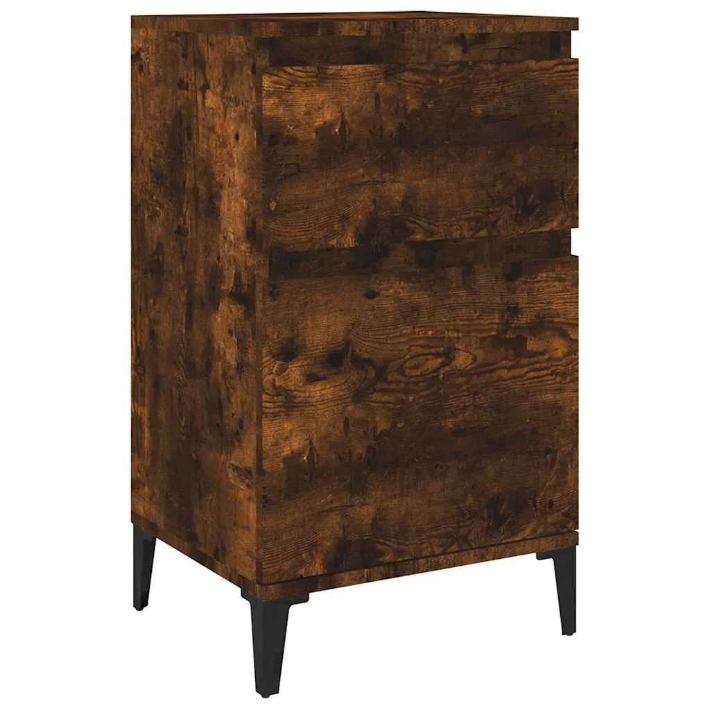 Nachttisch Räuchereiche 40 x 35 x 70 cm aus Holzwerkstoff und Metall