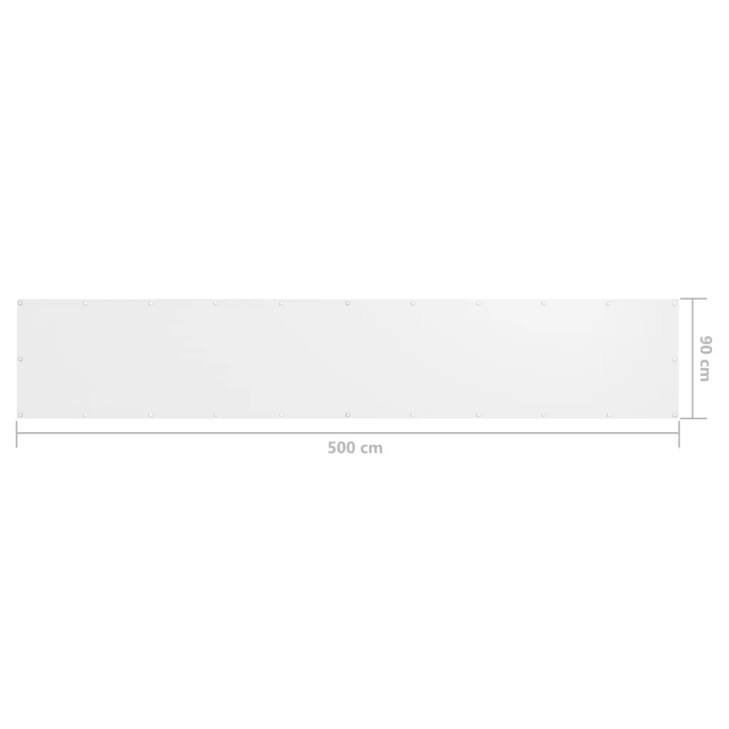 Balkon-Sichtschutz wasserdicht 90 x 500 cm Weiß aus PU-beschichtetem Oxford-Gewebe