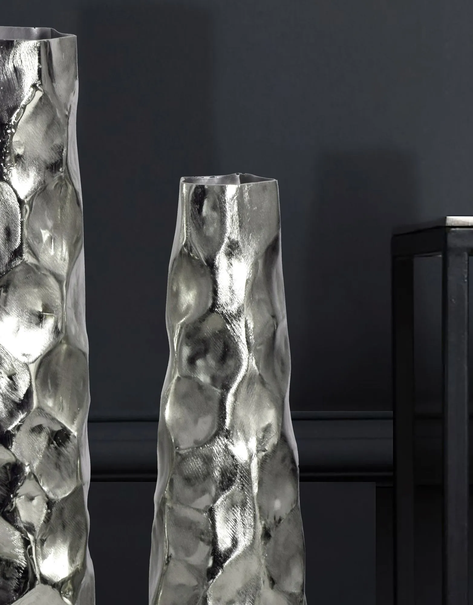 Deko Vase 2er Set Aluminium Silber Blumenvase Modern