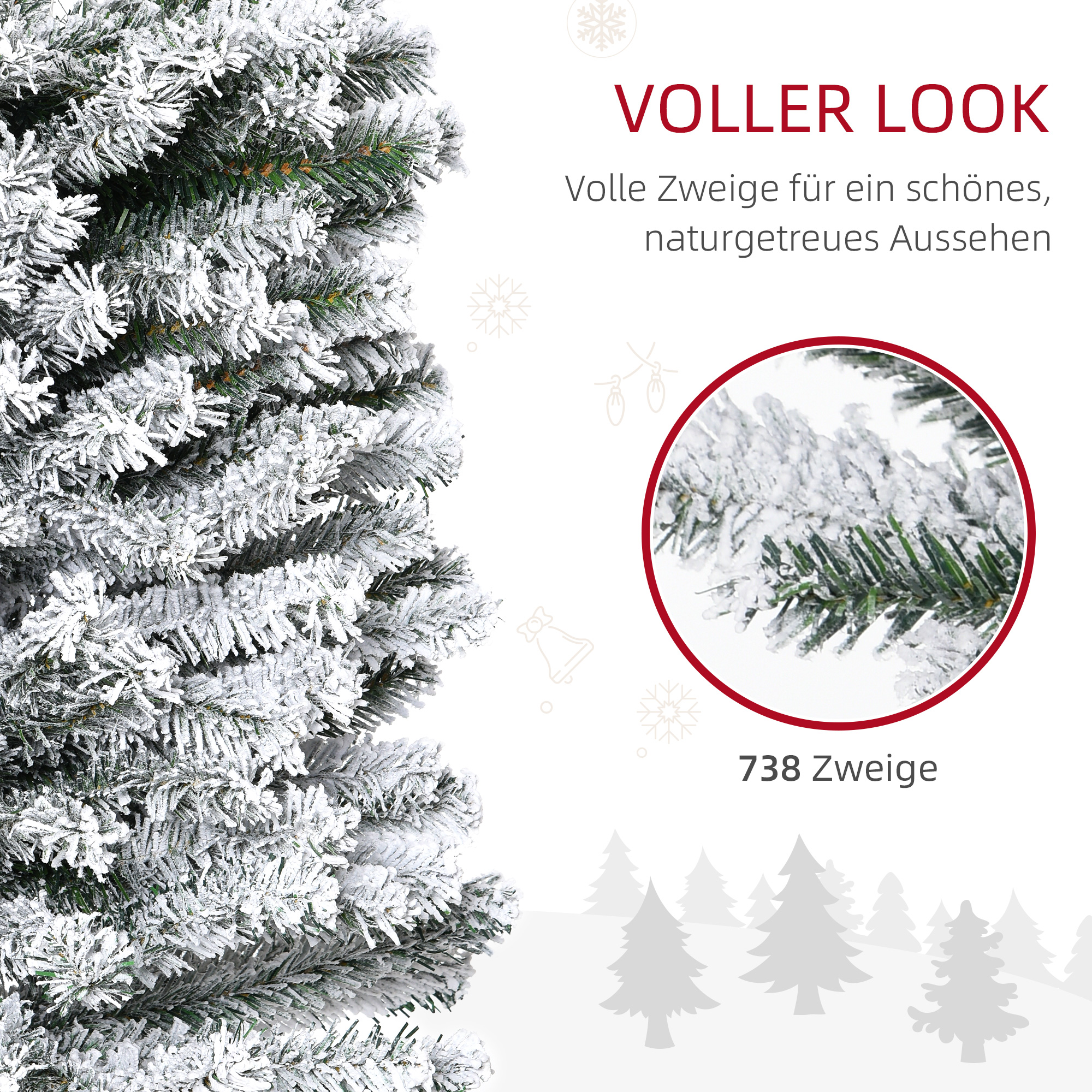 Künstlicher Weihnachtsbaum Bleistift Kiefer mit Schnee 225 cm Grün