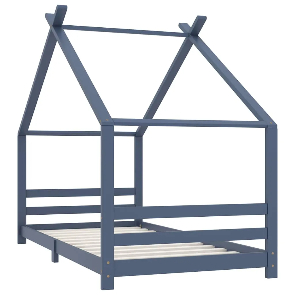 Kinderbett Bettrahmen Baumhausstil 206x98x155 cm Grau Massivholz