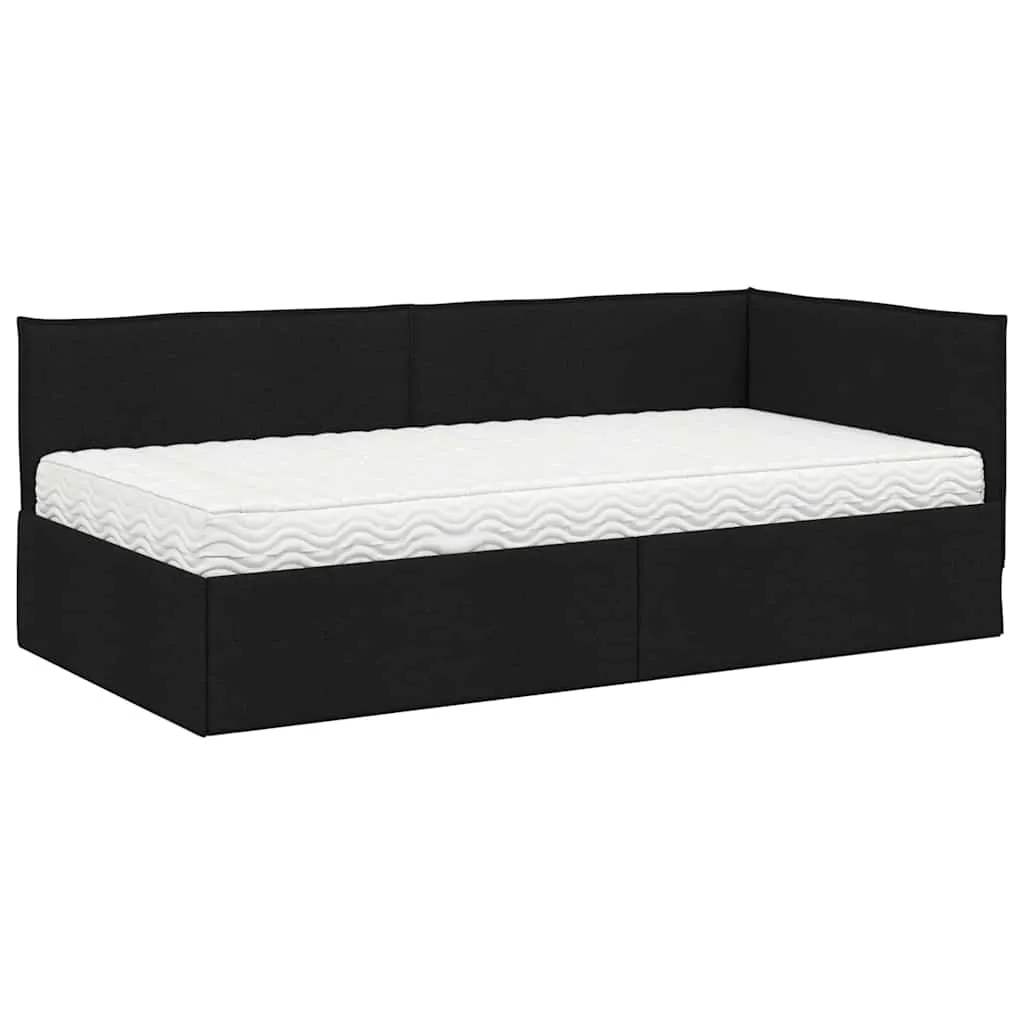 Eckbett mit Matratze 204 x 84 x 74 cm Schwarz