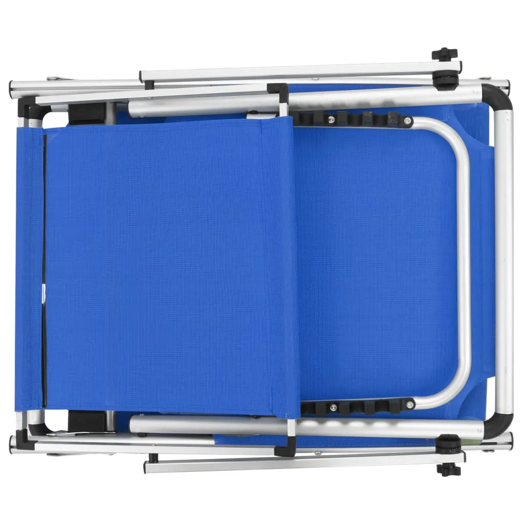 Sonnenliege Klappbar mit Sonnenschutz Alu und Textilene Blau