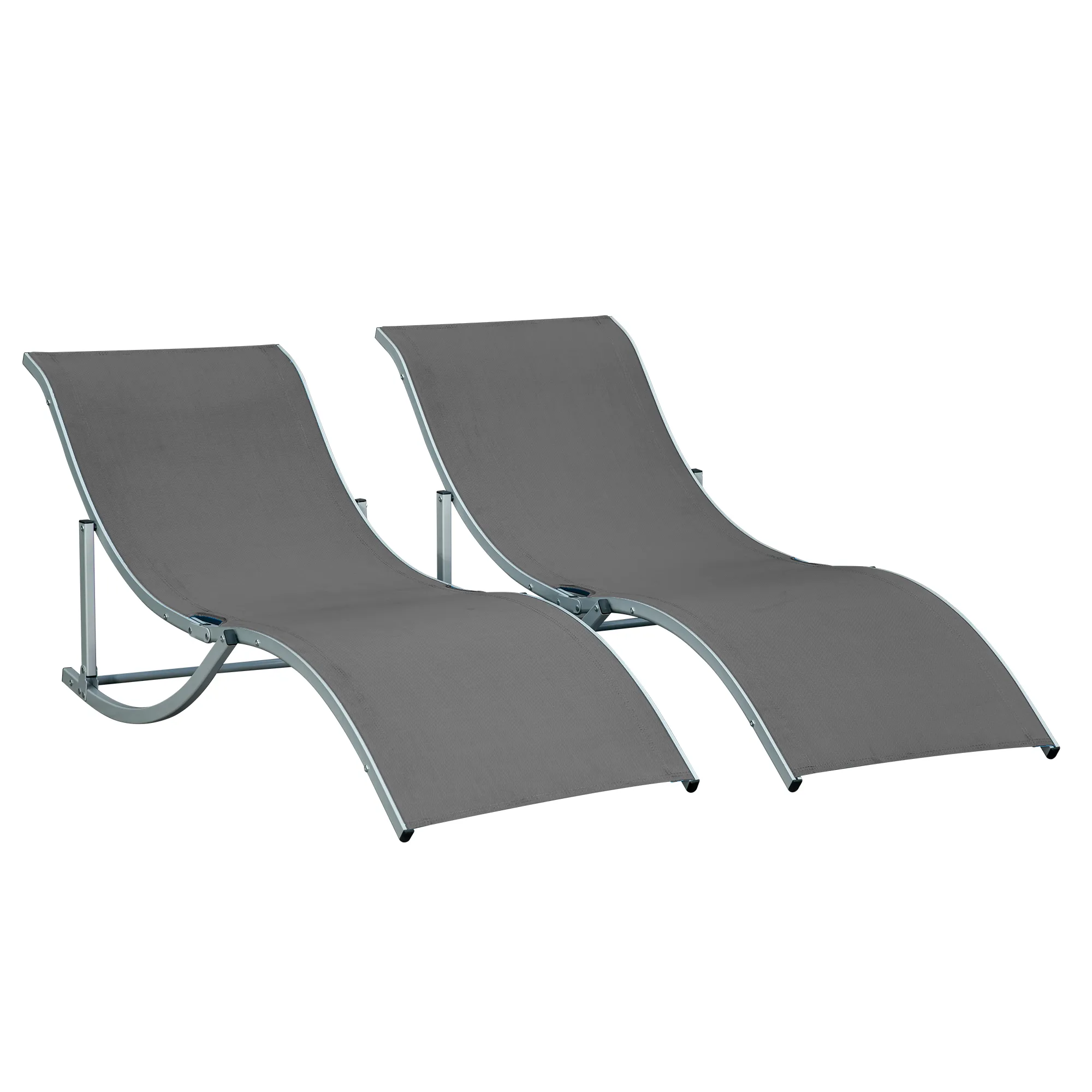 2 Ergonomische Liegestühle Dunkelgrau 165L x 61B x 63H cm