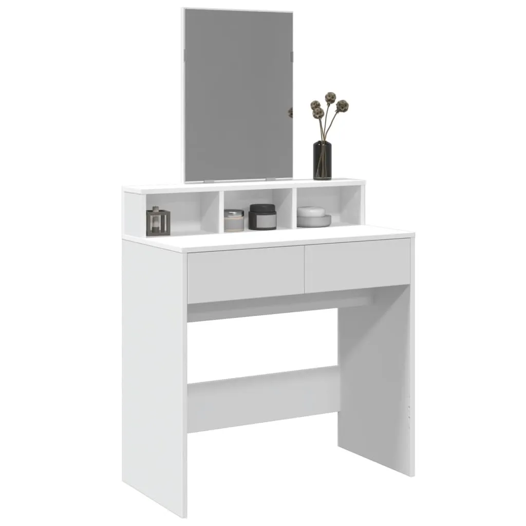 Schminktisch Weiß 80 x 41 x 144,5 cm mit Spiegel und Stauraum