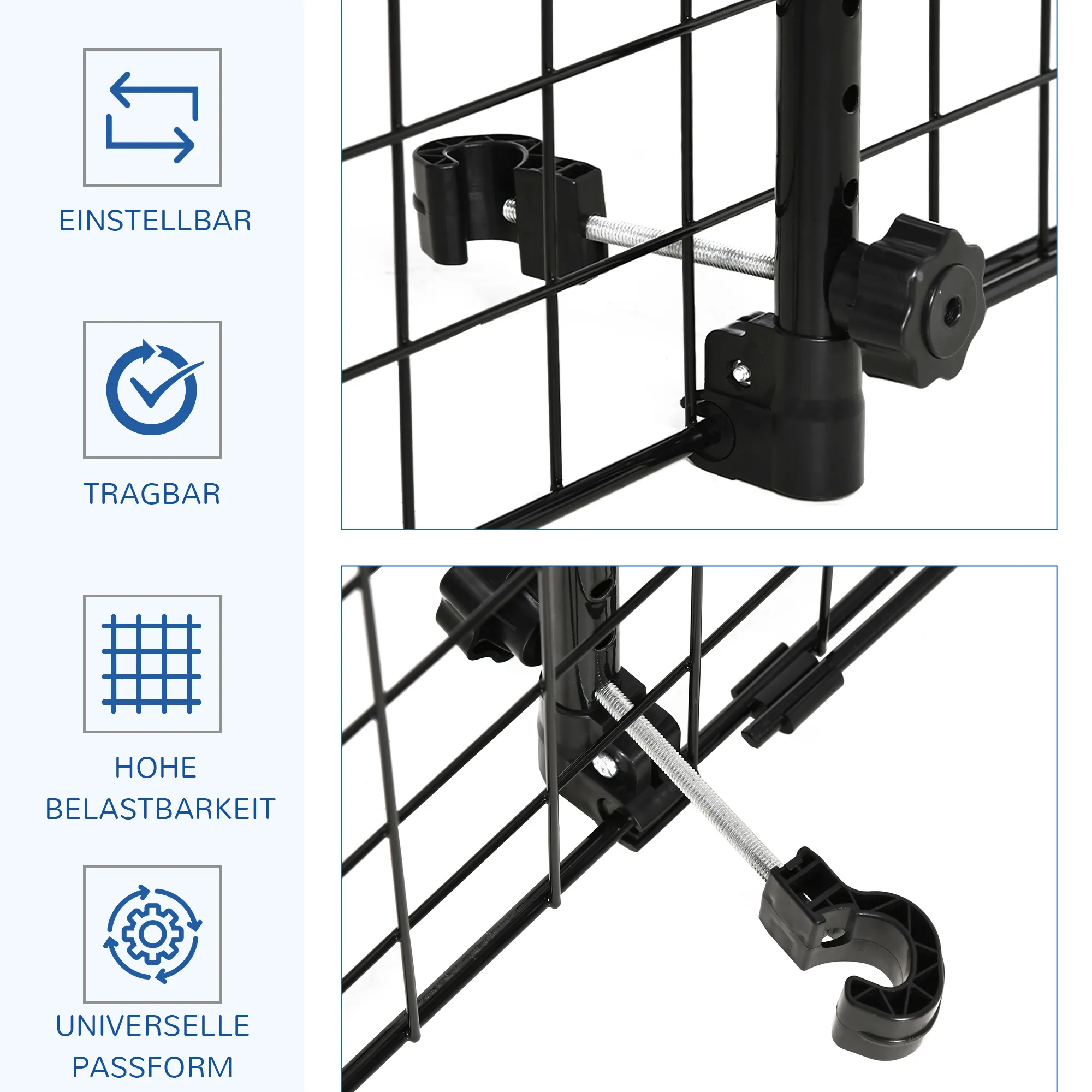Hundegitter Auto Universal Autoschutzgitter für Hunde mit Stufenlos Verstellbare Breite, Trenngitter für Kofferraum Hunde Autogitter Hundeschutzgitter Schutzgitter 91-152 x 30 cm