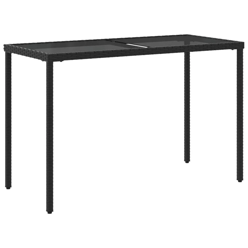 Gartentisch mit Glasplatte 115x54x74 cm Schwarz