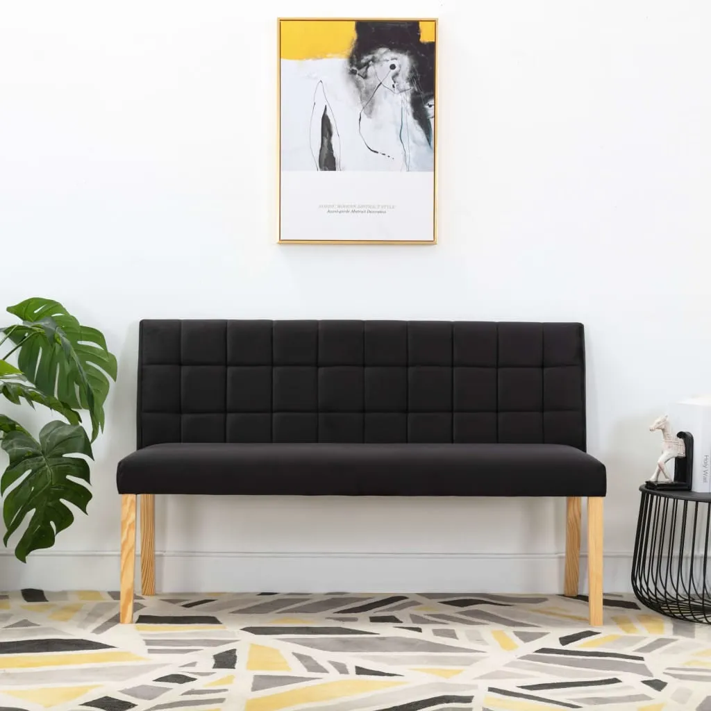 Schlichte Sitzbank mit Rückenlehne 140x56x86 cm in Schwarz