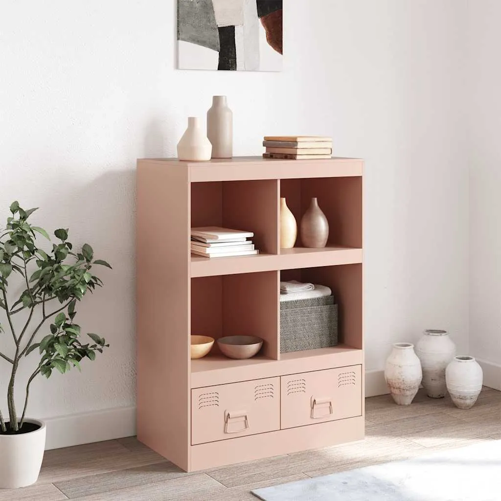 Highboard Sideboard 67x39x95 cm Rosa aus Kaltgewalztem Stahl