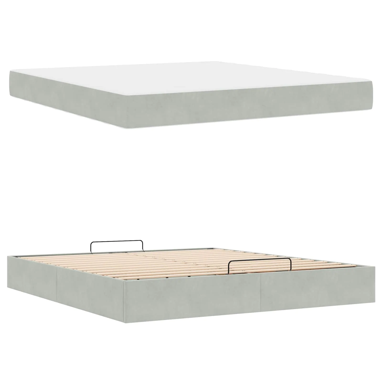 Bettgestell mit Matratze 203 x 180 x 43,5 cm Hellgrau