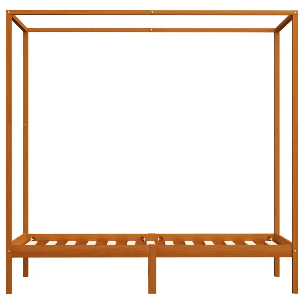 Himmelbettrahmen aus Massivholz, Honigbraun 204 x 94 x 200 cm