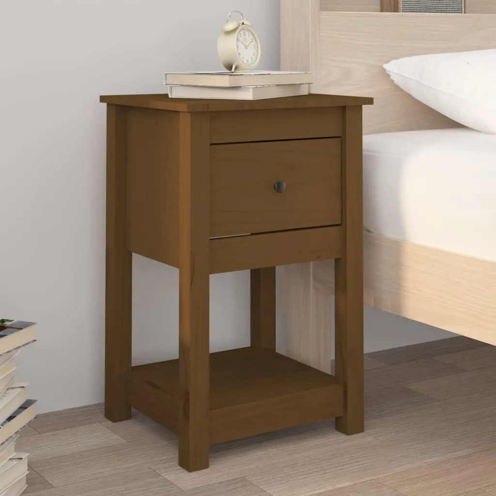 Nachttisch aus massivem Holz 40 x 35 x 61,5 cm in Honigbraun