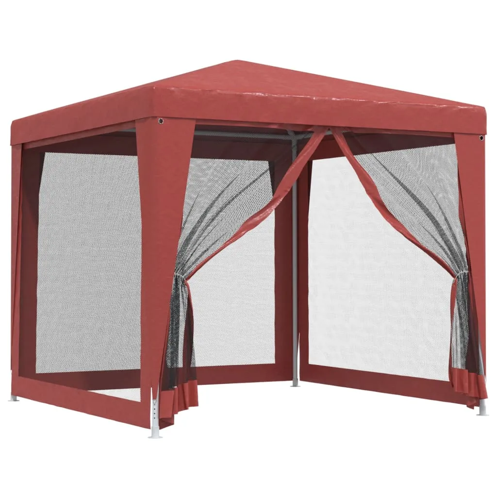Partyzelt 250x250x245 cm Rot mit wasserfestem HDPE-Dach und Mesh-Seitenwänden