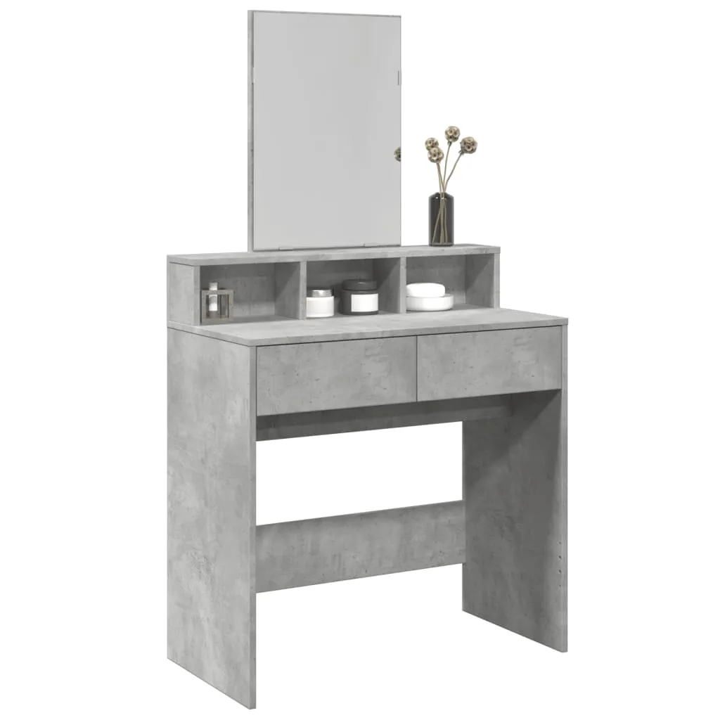 Schminktisch Betongrau 80 x 41 x 144,5 cm aus Holzwerkstoff und Glas