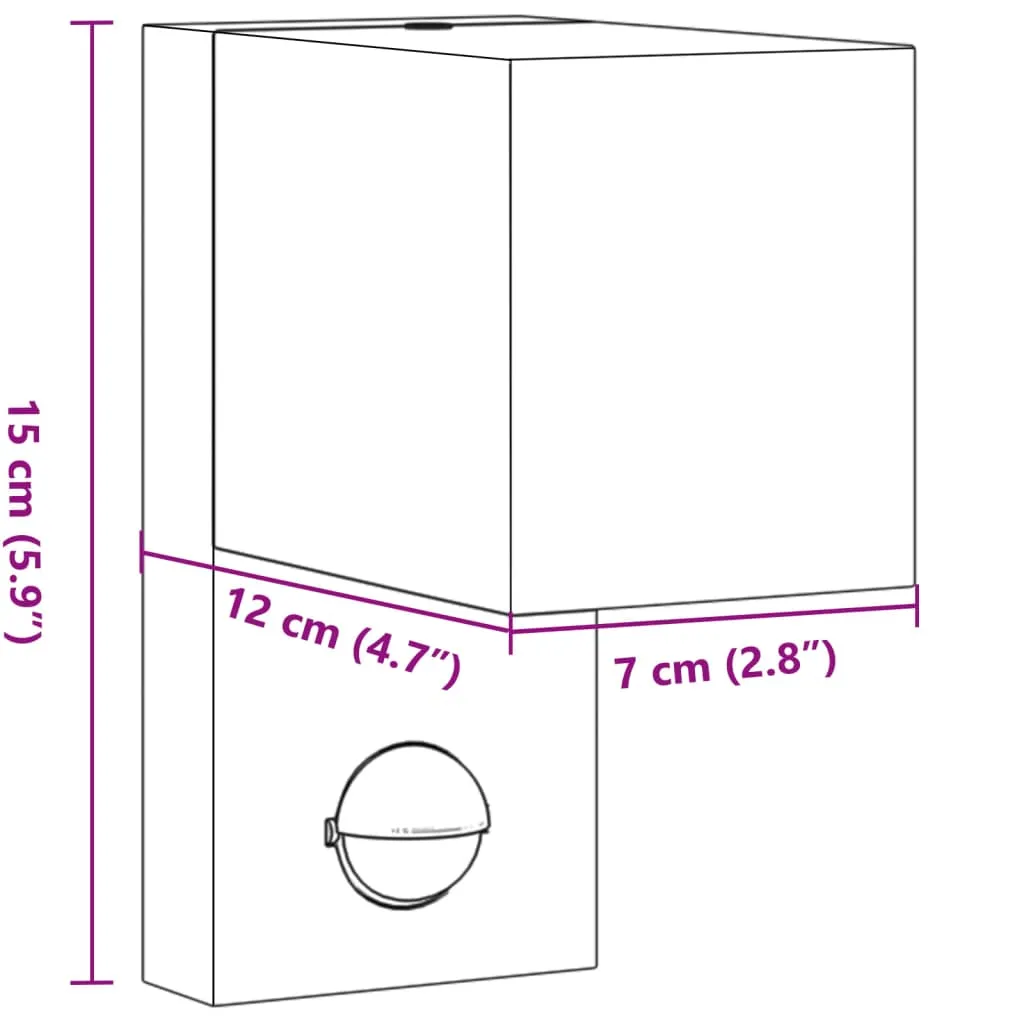 Außenwandleuchte Schwarz 7 x 12 x 15 cm mit PIR-Sensor