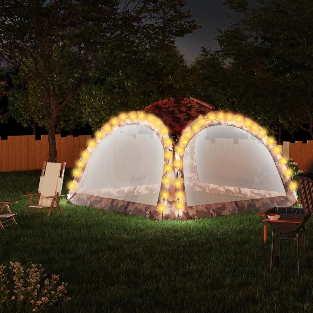Party- und Campingzelt 3,6x3,6x2,3 m Tarnung mit LED-Beleuchtung