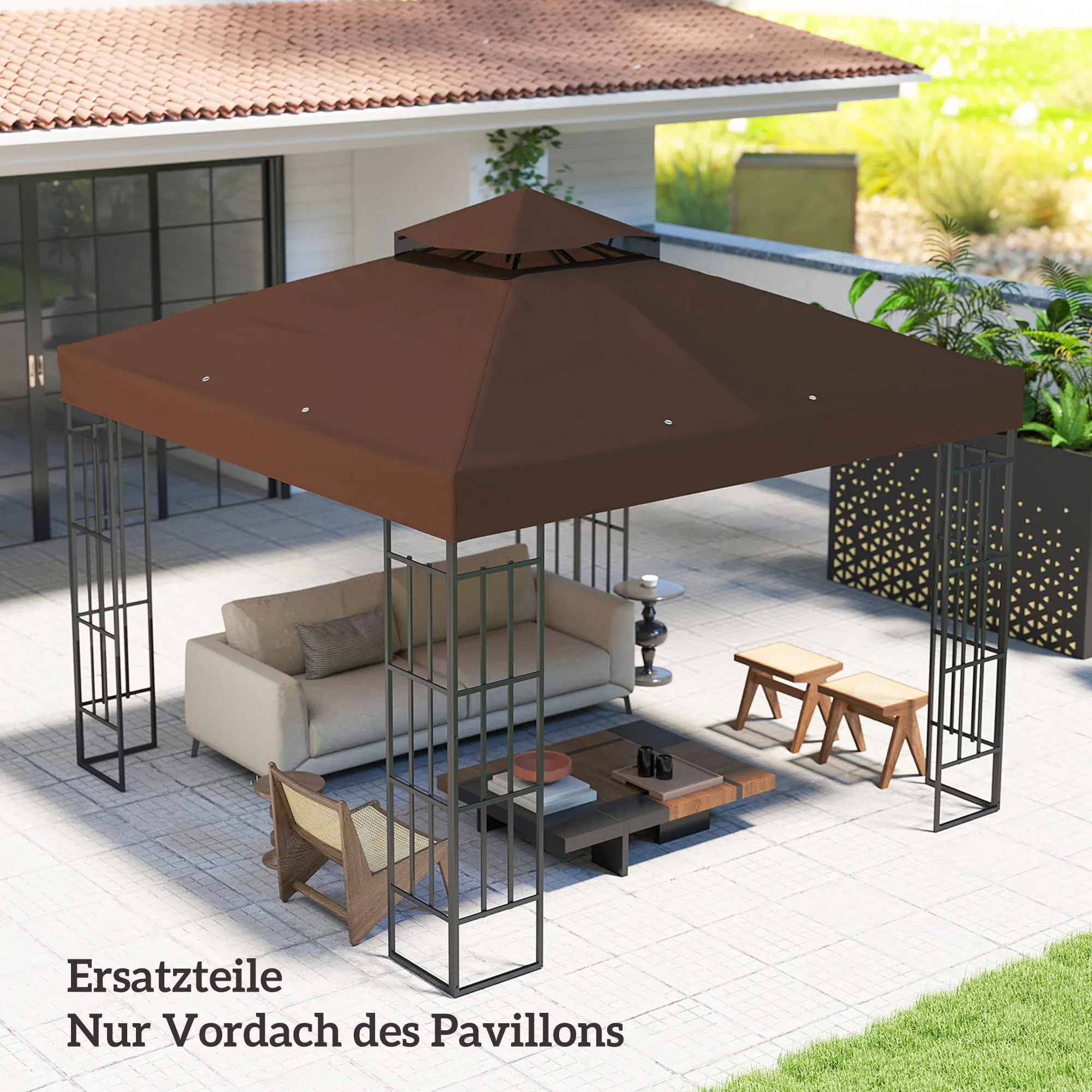 Ersatzdach 300x300 cm Kaffee für Pavillon