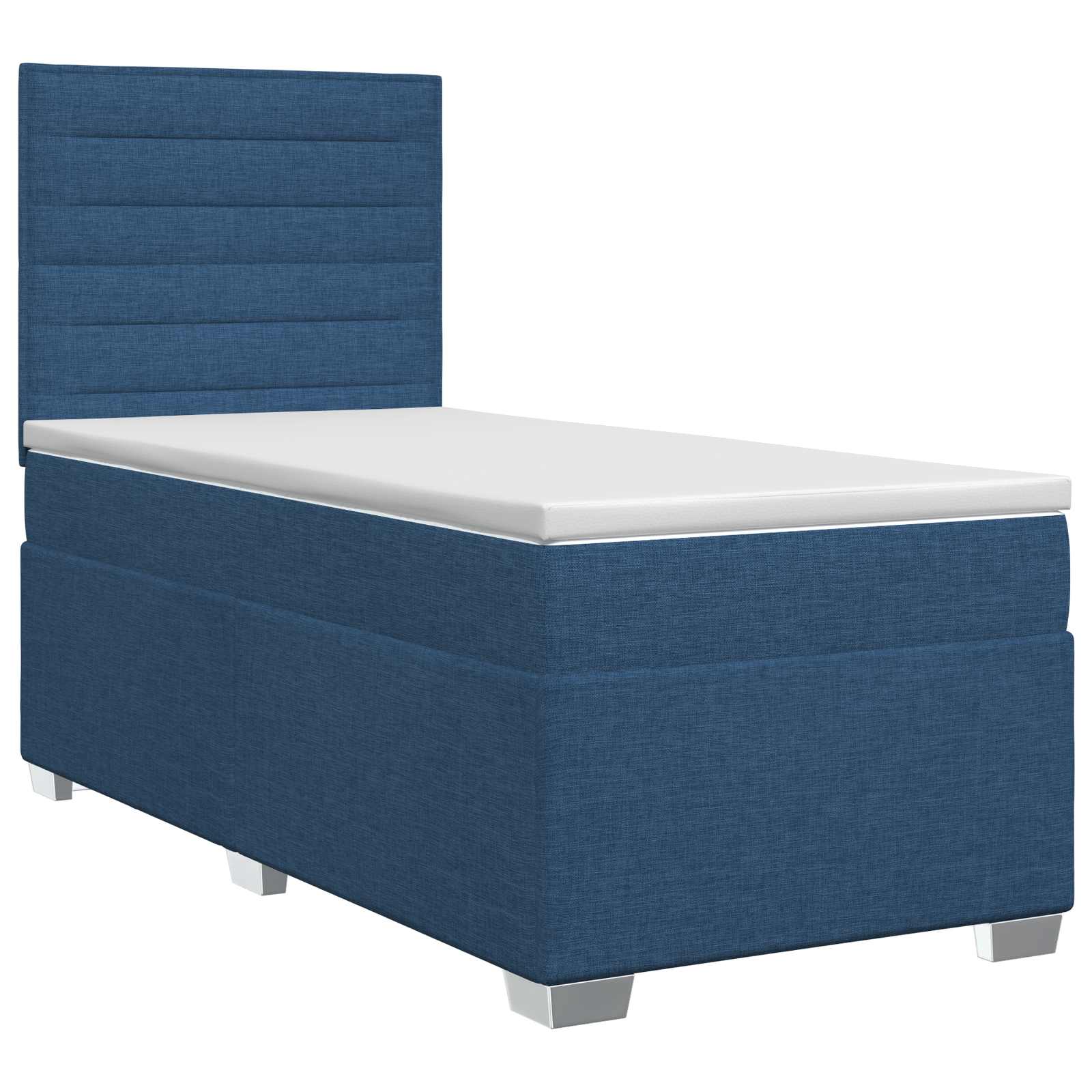 Boxspringbett 90x200 cm mit verstellbarem Kopfteil, Blau