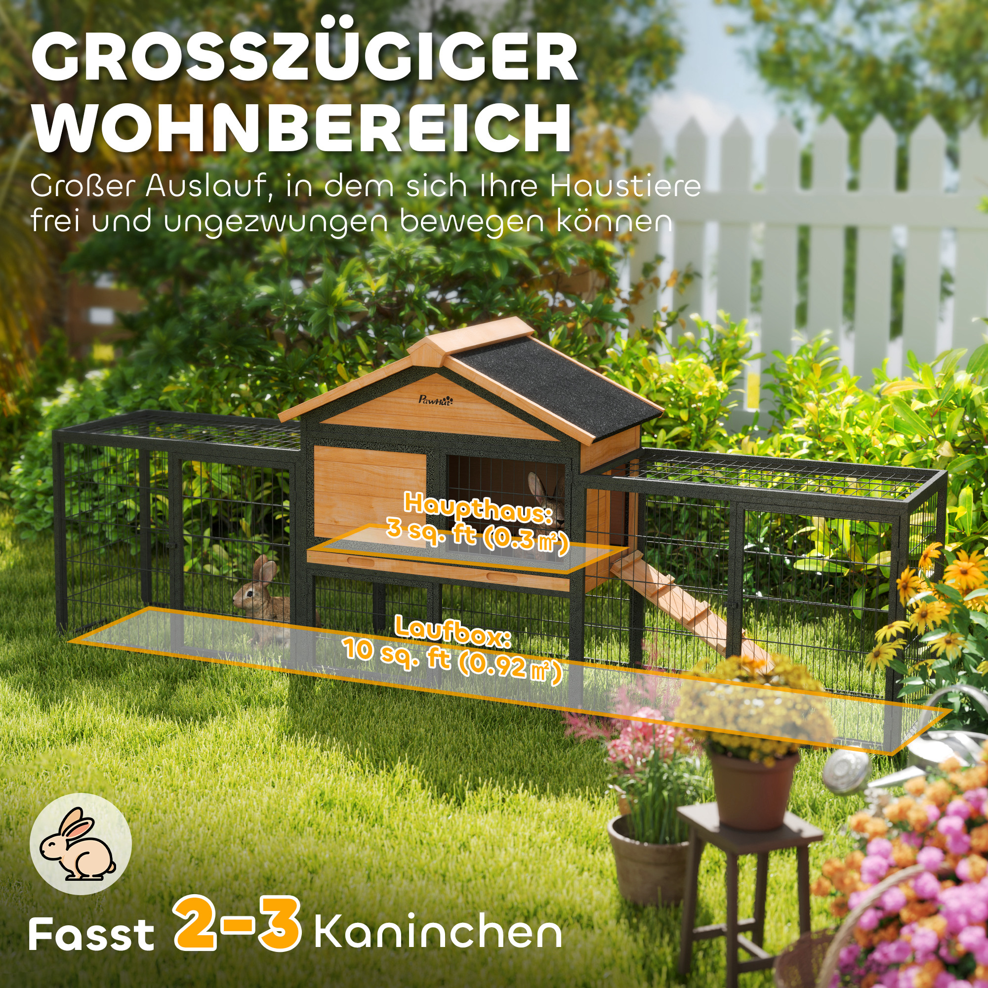 Winterfester Draußen-Hasenstall 217x53x86 cm Gelb+Schwarz