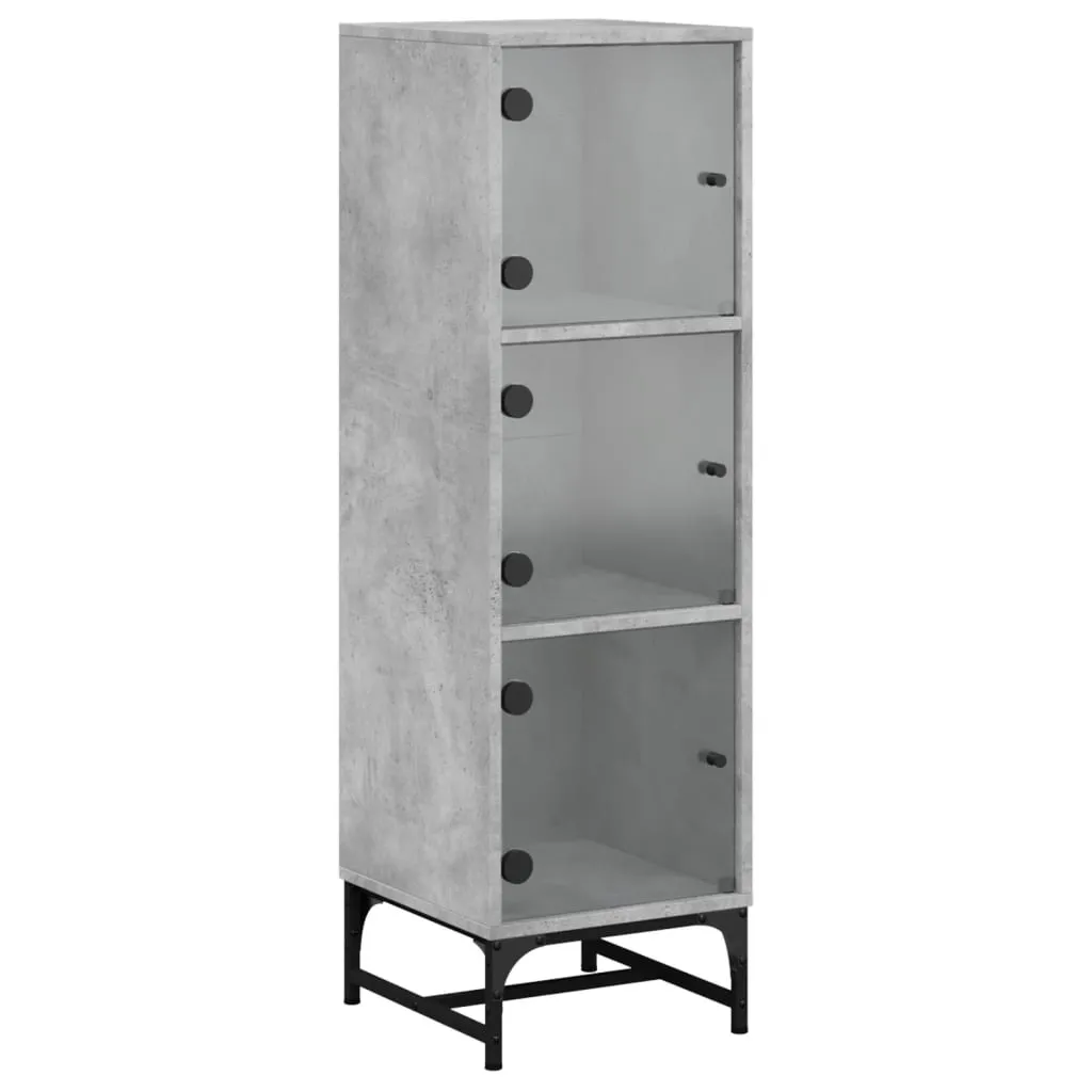 Highboard mit Glastüren Betongrau 35x37x120 cm