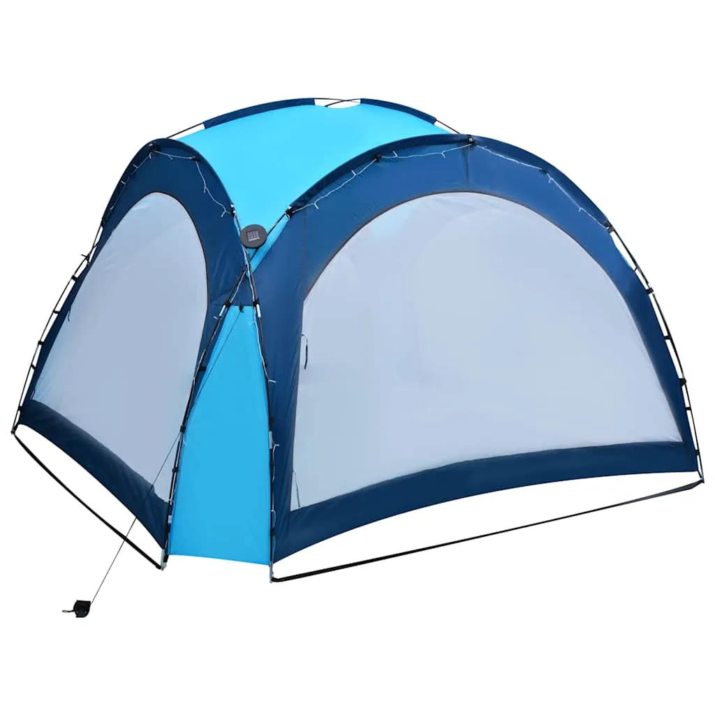 Partyzelt Blau 3,6 x 3,6 x 2,3 m mit LED-Beleuchtung und Moskitonetz