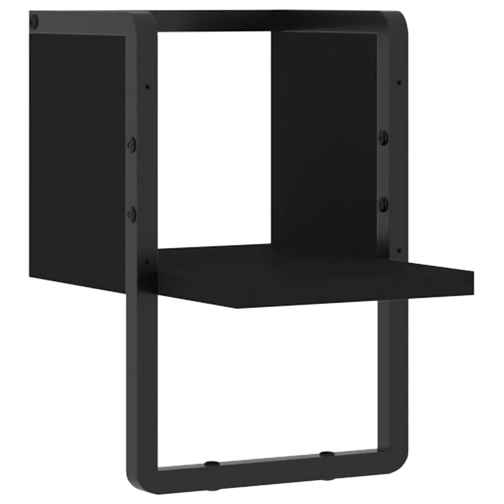 Schweberegal Wandregal 20 x 25 x 30 cm Schwarz aus Holzwerkstoff und Metall