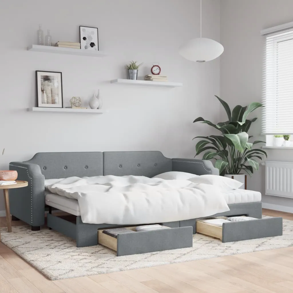 Ausziehbares 2-in-1-Tagesbett Sofa Hellgrau 223x110x66,5 cm