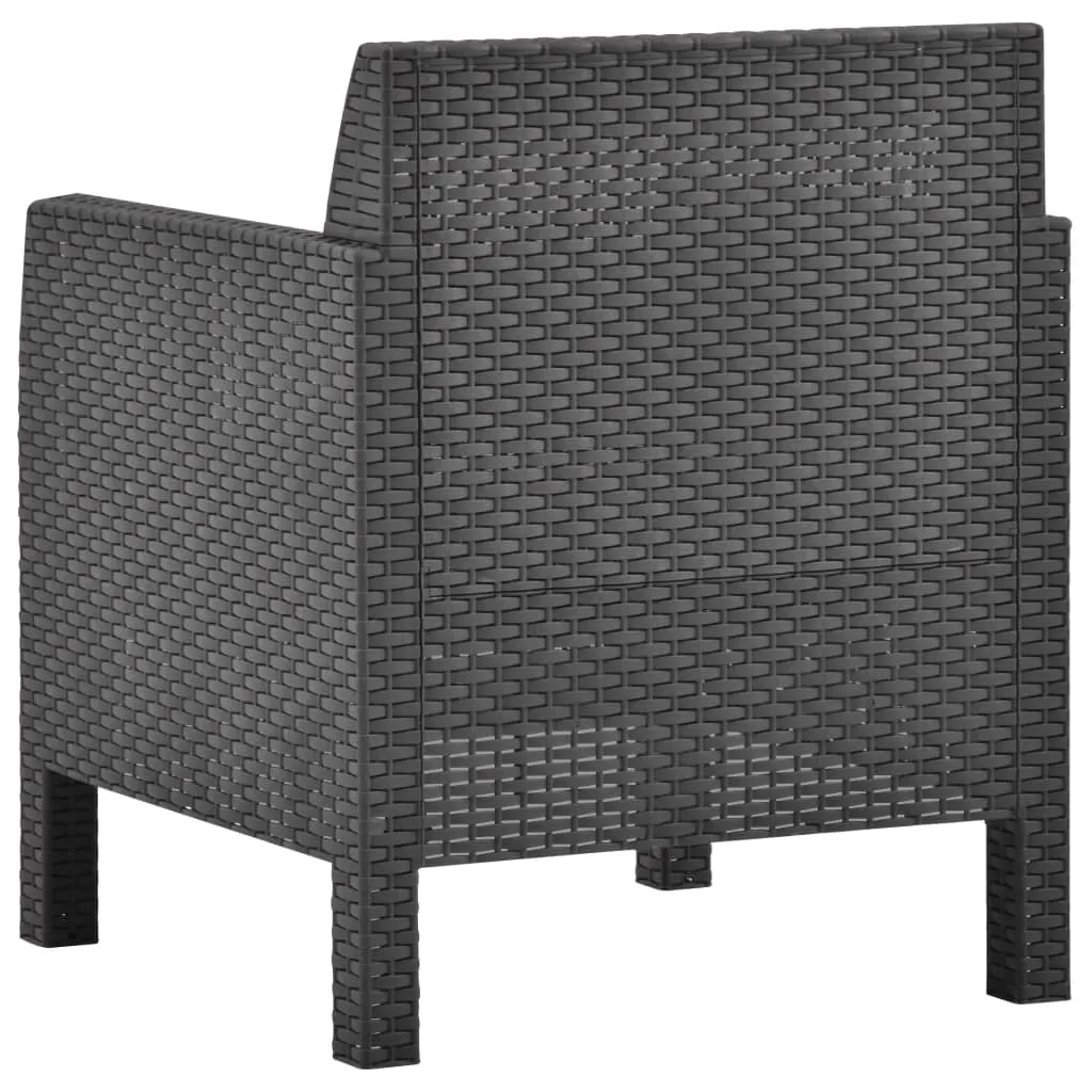 Gartenstuhl mit Kissen Anthrazit 63x65x76 cm Polypropylen Rattan-Optik