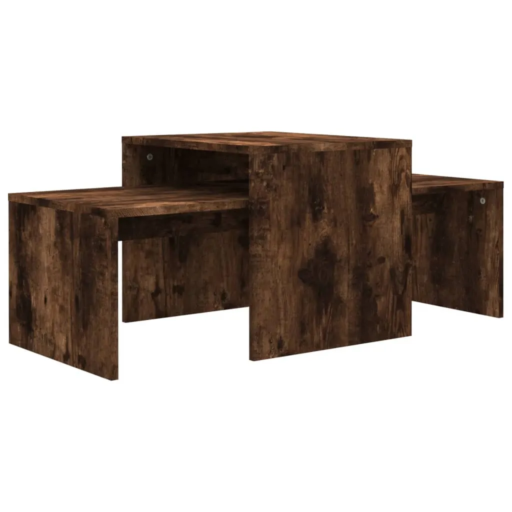 Couchtisch-Set Räuchereiche 100x48x40 cm Holzwerkstoff Couchtisch-Set Räuchereiche 100x48x40 cm Holzwerkstoff