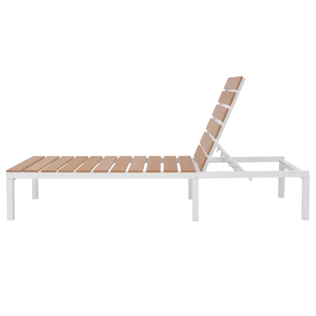 Sonnenliege Aluminium WPC 63x198x33-92 cm Weiß und Braun