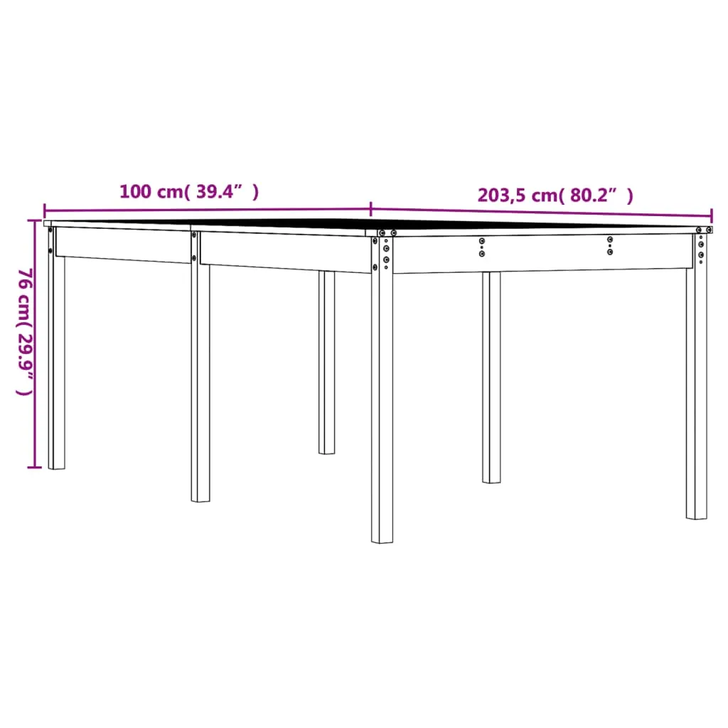 Klassischer Gartentisch aus Massivholz, 203,5 x 100 x 76 cm
