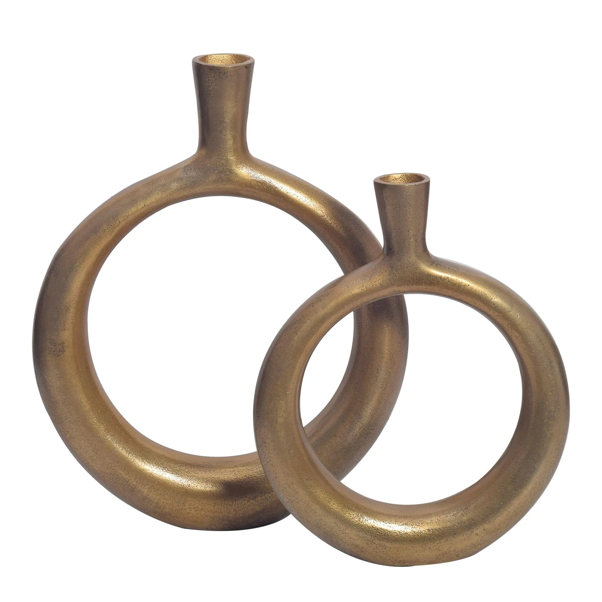 Deko Vase 2er Set Aluminium Gold Donut Blumenvase Modern