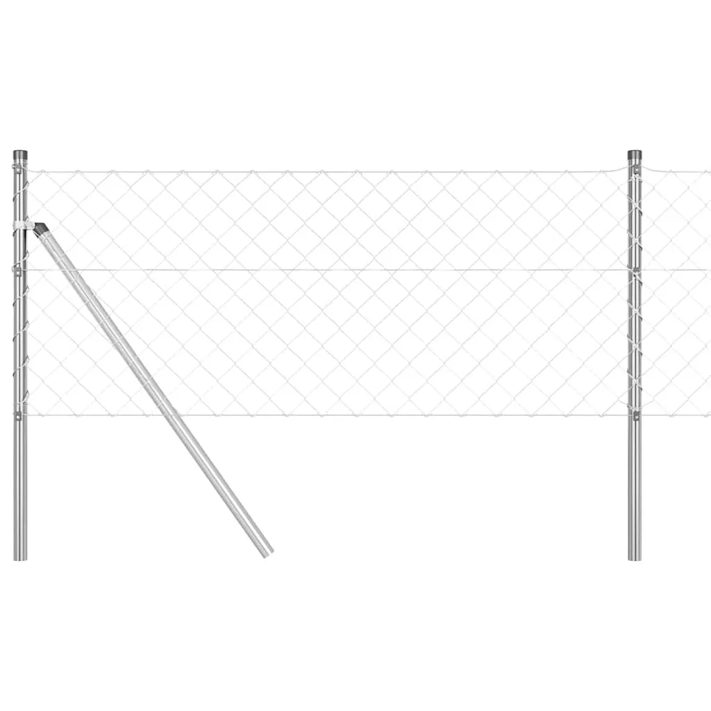 Zaunpfosten-Set aus Stahl 1000 x 3,2 x 60 cm Silber