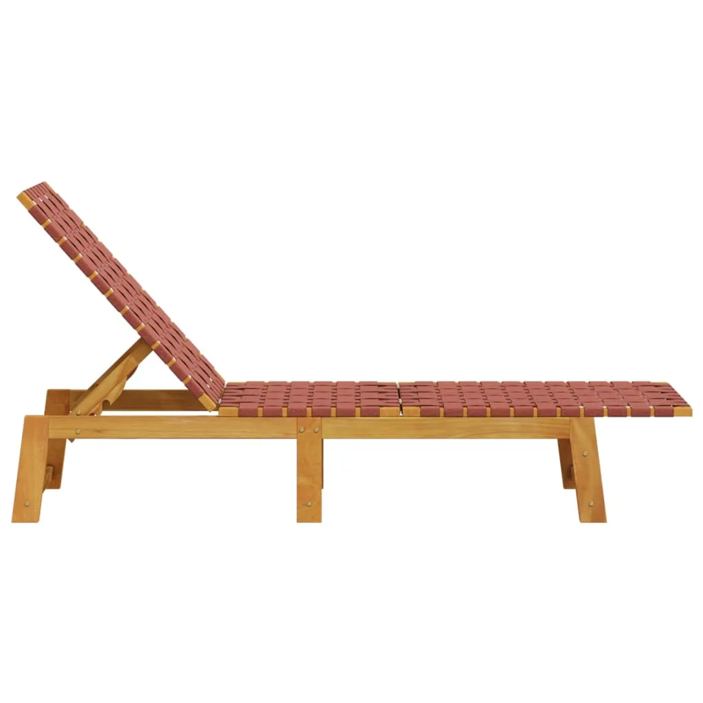Sonnenliege aus Echtholz mit Stoffbezug, 157x55x60/74/87 cm, Rot-Braun