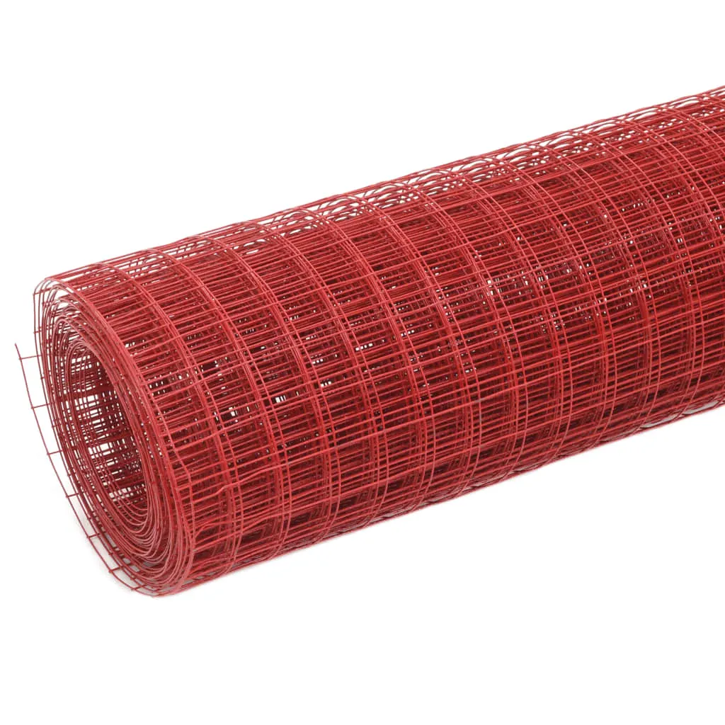 Maschendraht Stahl mit PVC-Beschichtung 10 x 0,5 m Rot