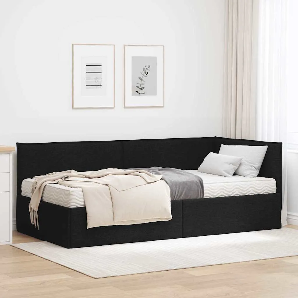 Eckbett mit Matratze 204 x 84 x 74 cm Schwarz