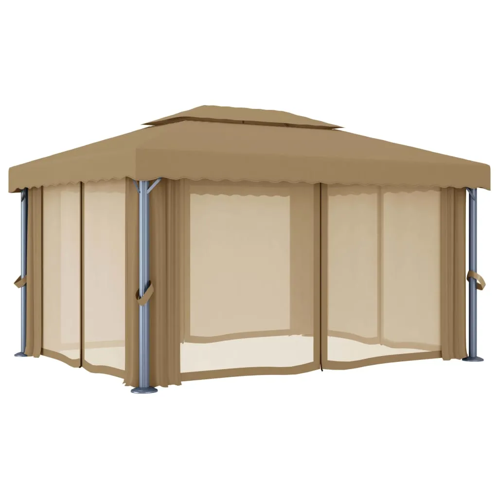 Eleganter Pavillon 4 x 3 m in Taupe mit Doppeldachdesign