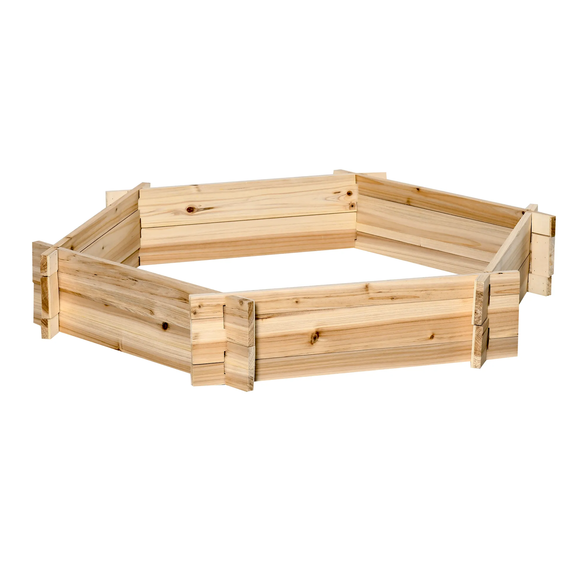 Sechseckiges Hochbeet 100L x 92B x 16H cm Natur