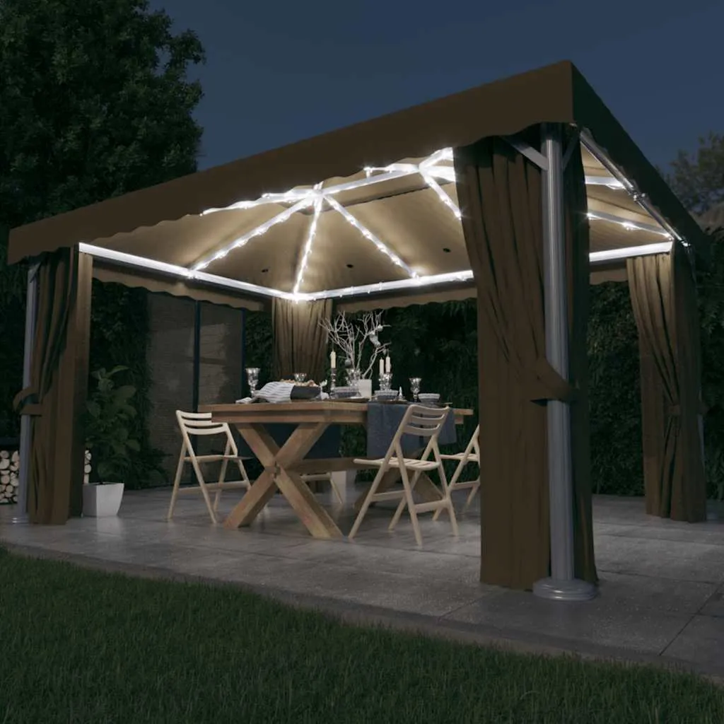Pavillon 4x3 m Taupe mit Aluminiumgestell und Doppeldach