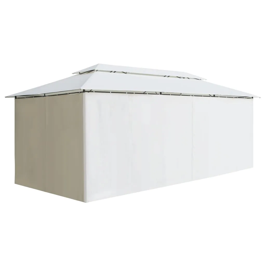 Gartenpavillon Weiß 600 x 298 x 270 cm mit Stahlrohrrahmen