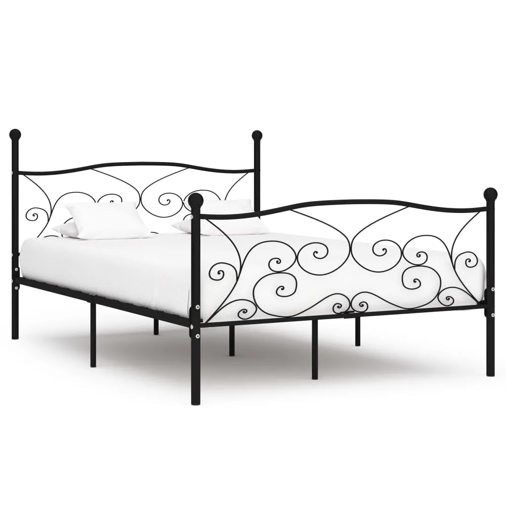 Metallbettgestell Schwarz 211x169x105 cm mit Lattenrost
