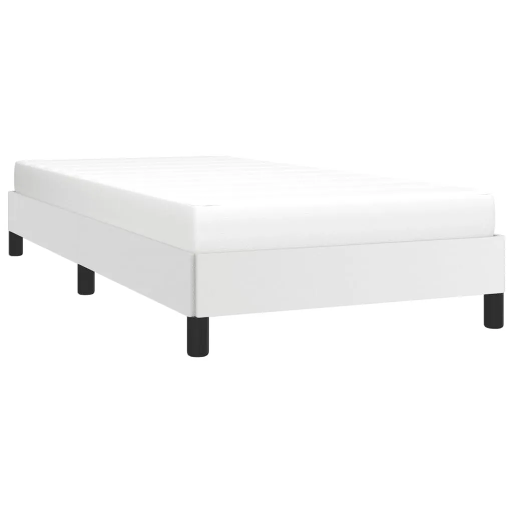 Weißes Kunstlederbett 203 x 83 x 25 cm mit Sperrholzlatten